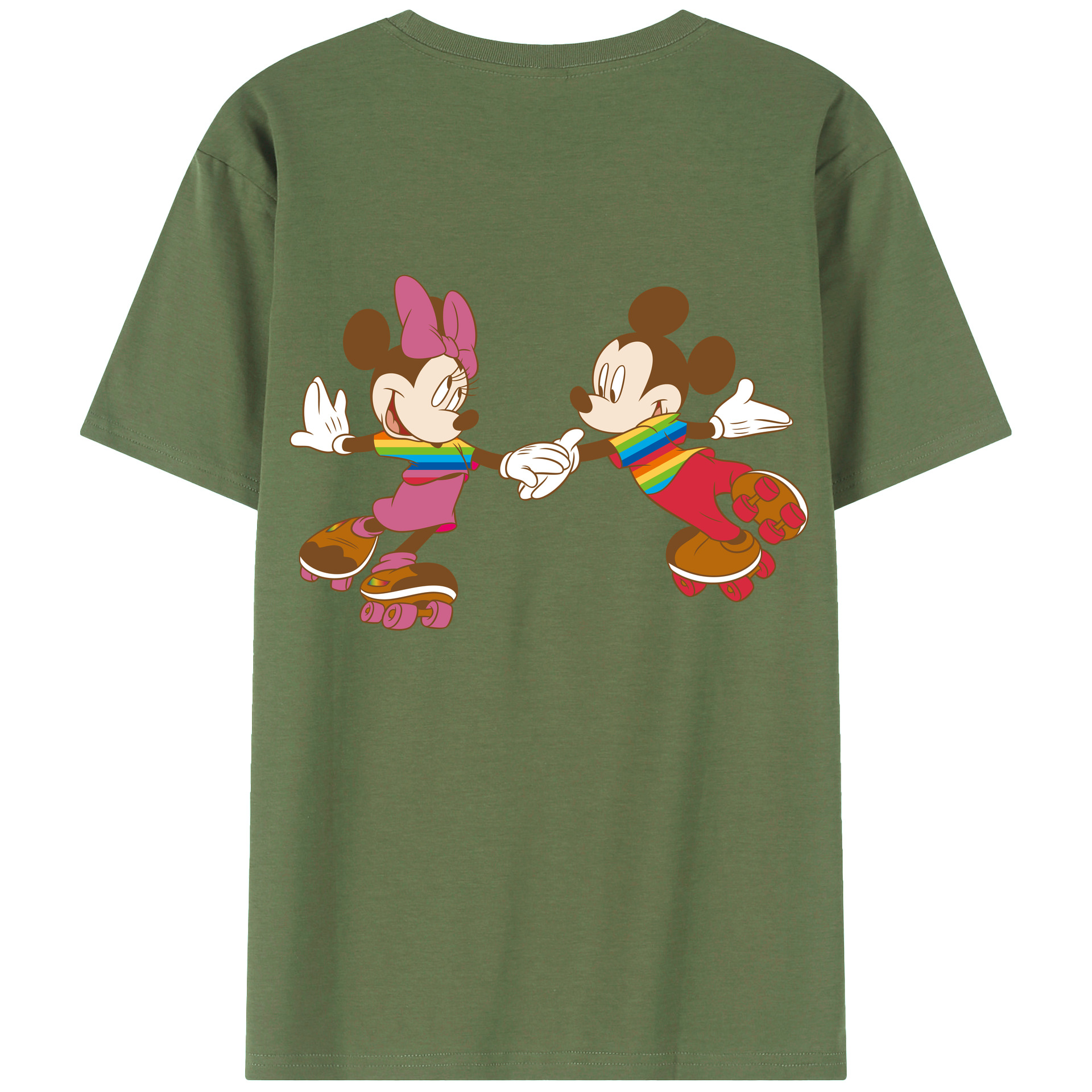 ミッキーマウス Mickey Mouse 綿100％ メンズ半袖Tシャツ（バックプリント） 通気性